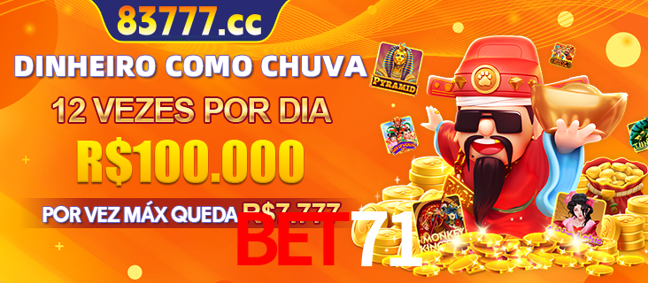 Banner do programa de recompensas Recomende para amigos do bet71, detalhando os bônus por convidar amigos, com prêmios que chegam a R$288.888.