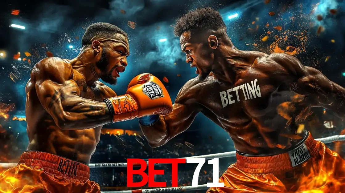 Dois boxeadores em uma luta intensa e explosiva, representando a adrenalina e as oportunidades de apostas em esportes de combate disponíveis na plataforma bet71.